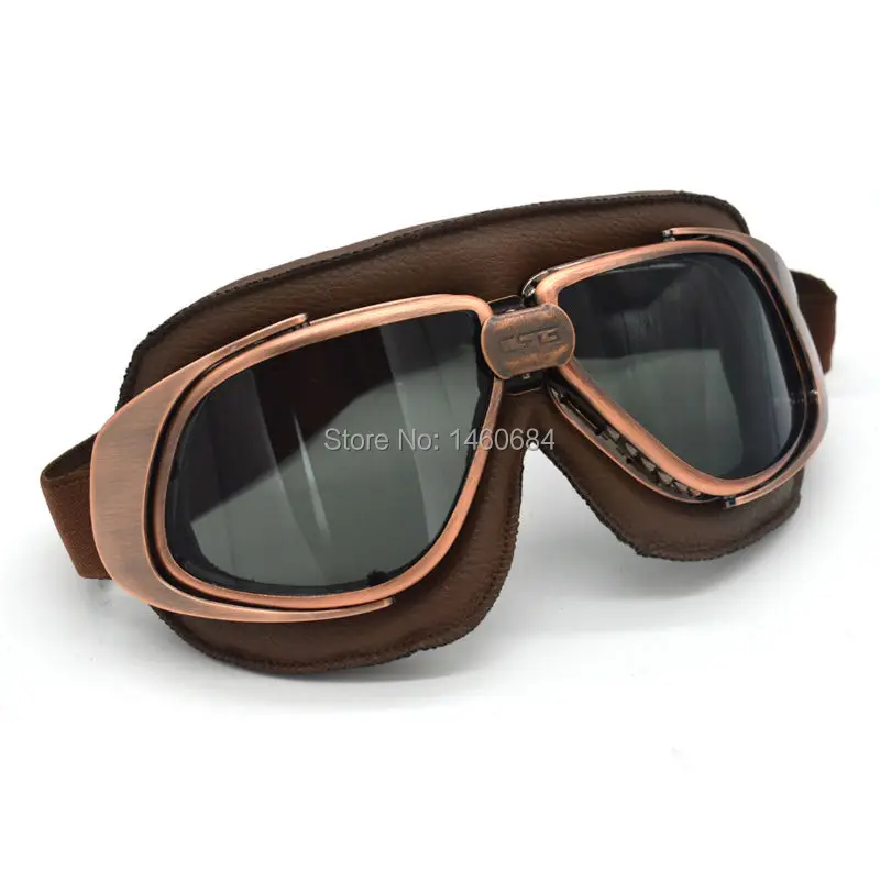 Evomosa New JET Helmet Goggles Motorcycle Goggle Vintage Pilot Biker Brown Leather Eyewear/Skiing Glasses/Racing Gafas