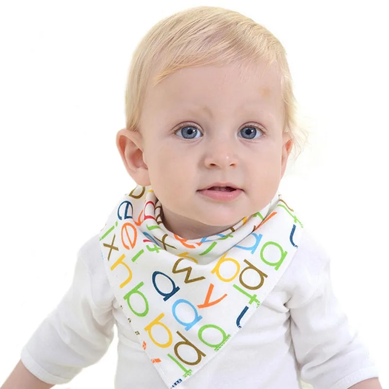 Top Baby Bibs Triangle Double Layers Cotton Letter Character Animal Print Cartoon Bandana Bibs For Baby Boys Girls B0717