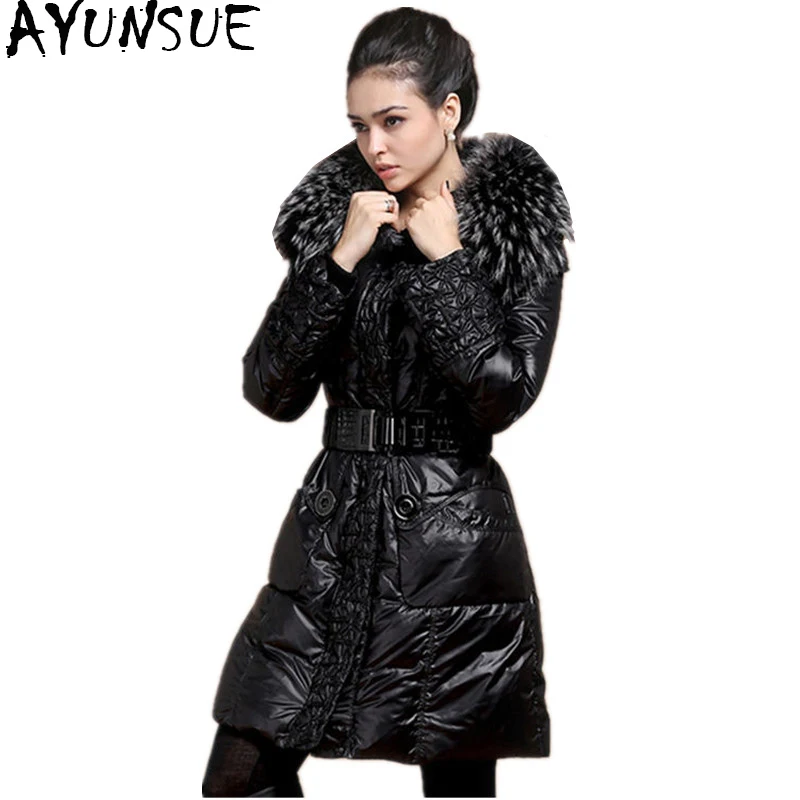 AYUNSUE 2020 Winter Duck Down Jacket Women Long Coat Female Parka Warm Clothes Real Fur Collar High Quality chaqueta mujer 003