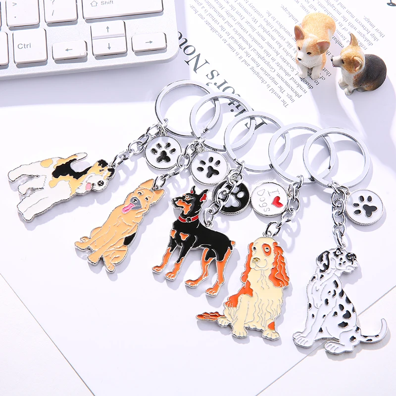 NEW PET dogs keychains dalmatians DIY key pendant car key ring gift for best friend jewelry woman&man Keychain tag key bag charm