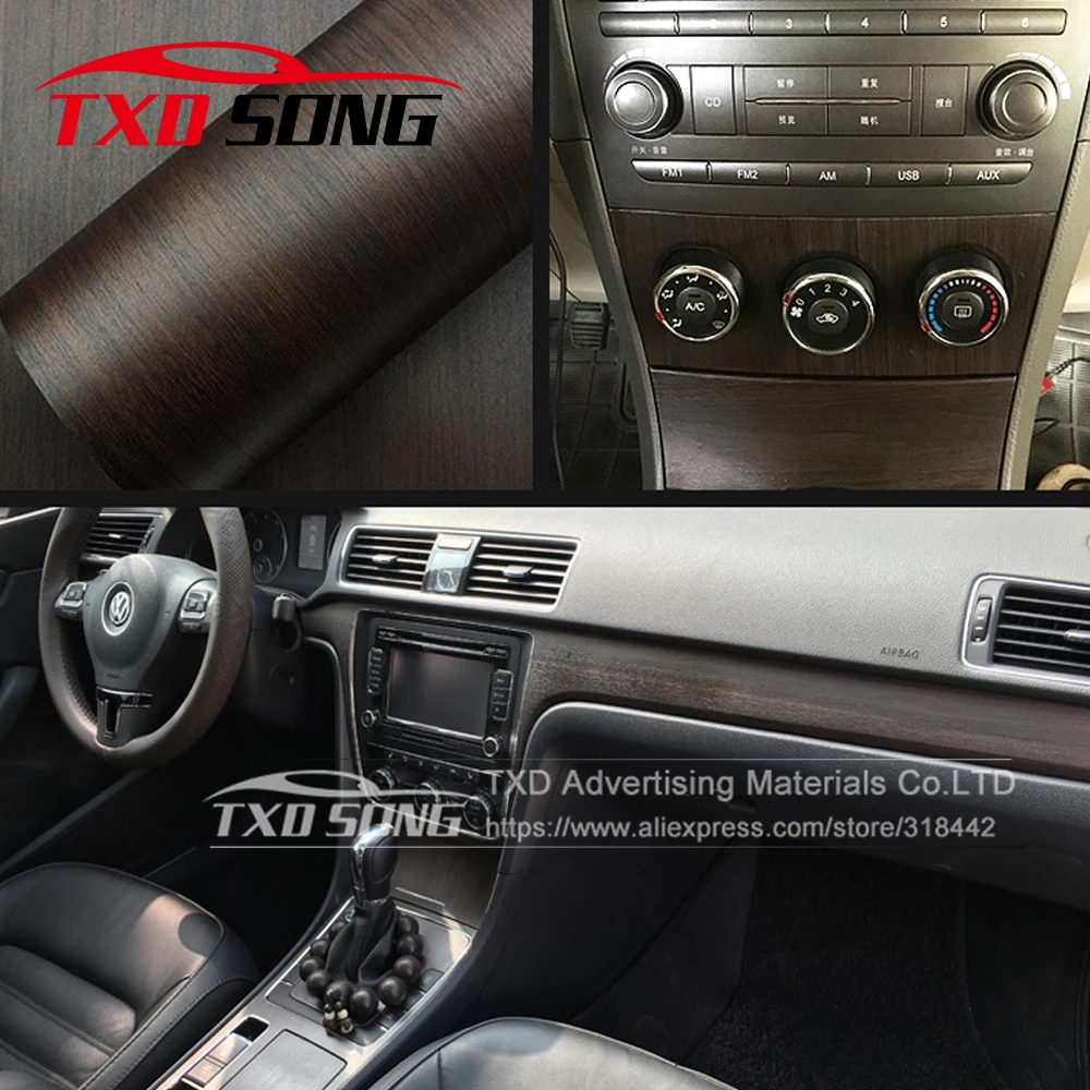 New W1399 Wood Grain Protection Vinyl Film Scratch Car-styling Stickers And Decals Central Control Panel Interior Trim