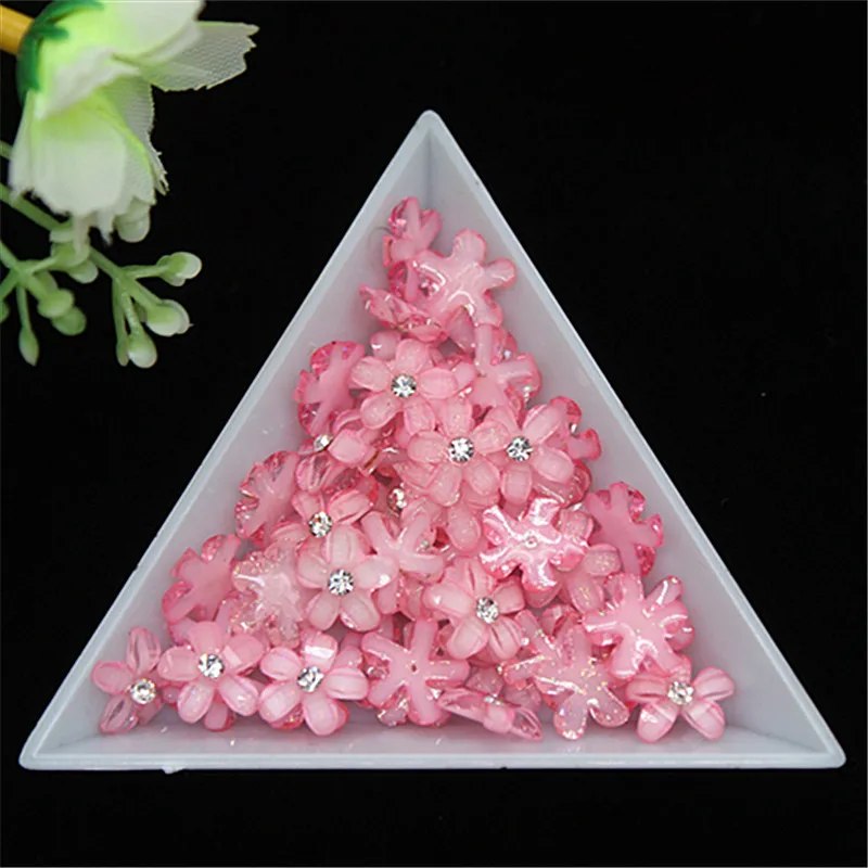 100 pz 10mm carino rosa fiore con strass di cristallo flatback cabochon per DIY nail art decoration