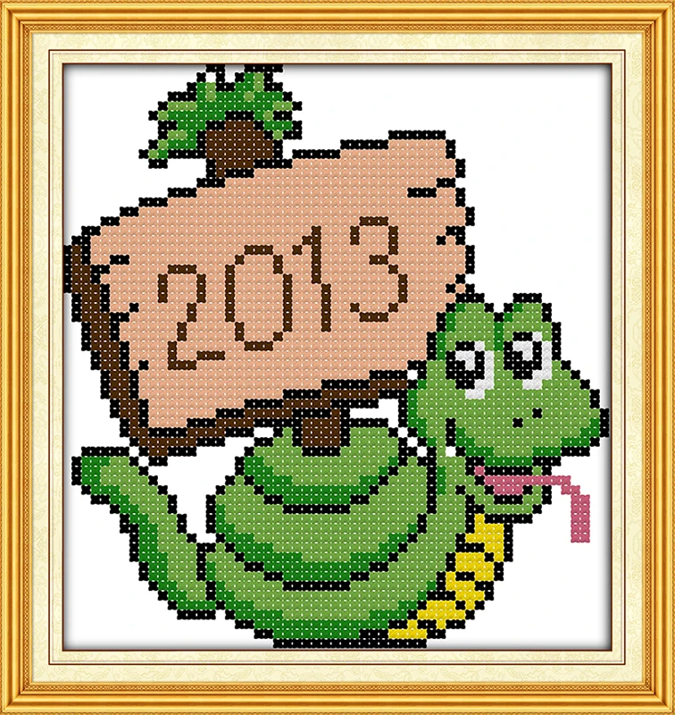 Happy 2013 snake year(2)  cross stitch kit cartoon 14ct 11ct count print canvas stitches embroidery DIY handmade needlework plus