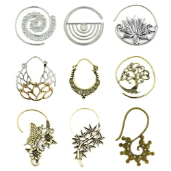 Pair Fashion Brass Copper Tribal Indian Spiral Drop Earring Charming Jewelry Dangle Ear Piercing Weight Gauge Body Jewelry