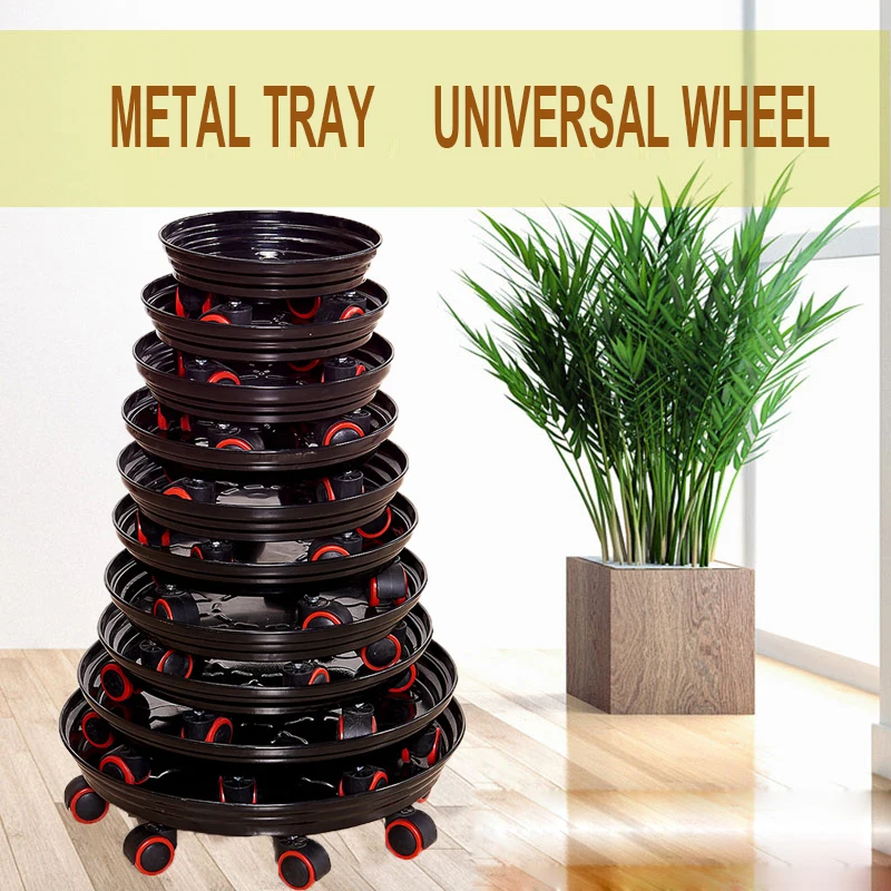 Multiple Size Metal Rolling Plant Stand Caddie Saucer Plant Dolly with Universal Wheels