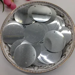 60g 60mm  Large Silver Round Sequins 60mm PVC Flat Sequins Decoration 2 Side Holes For Clothing Crafts DIY Accessory Sequins