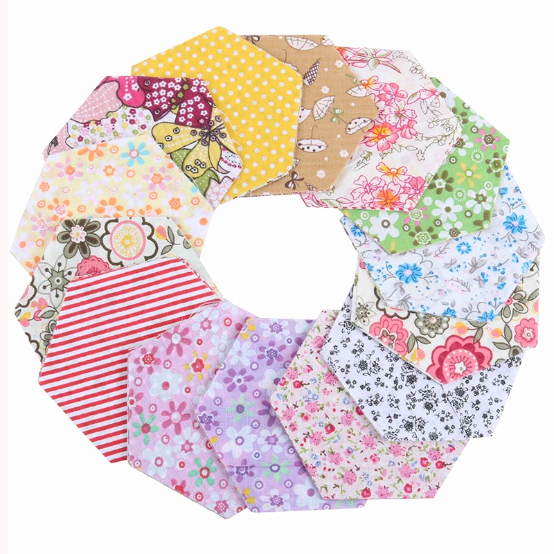 Nanchuang 30Pcs/Lot Random Chic Cotton Fabric With Hexagon Shape/Low Density&Thin Cloth For Quilting&Sewing Material/Mix Designs