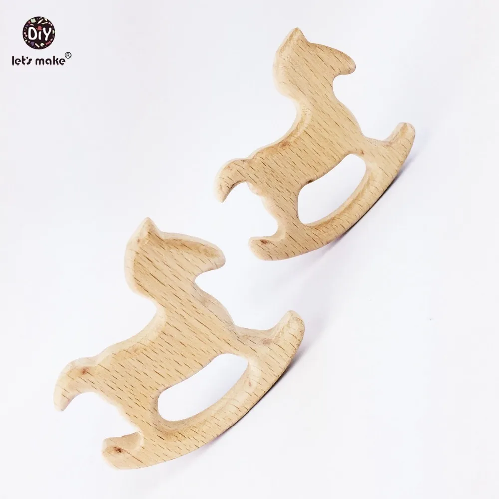 Let's make Baby Wooden Teether Horse 10PC Rocking Horse Teether For Infants Original Wooden Teether Toys Teether Pendant Charms