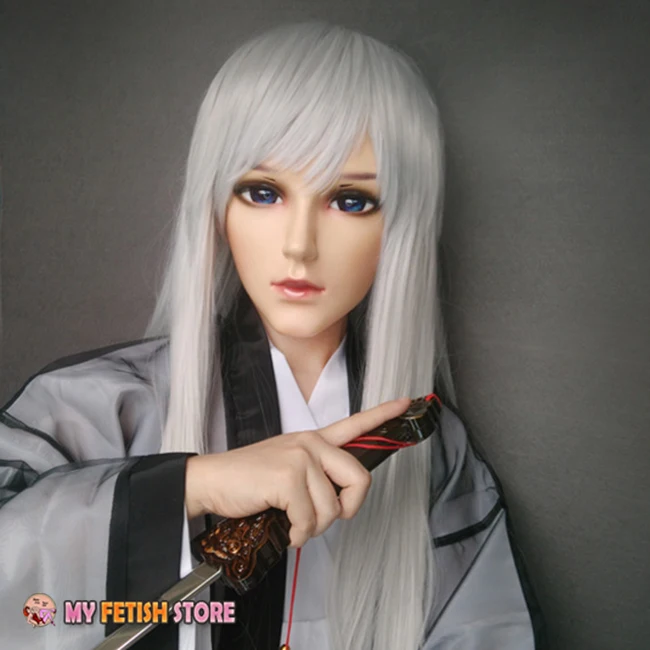 (Yao-02)Boy/ Male/ Man Resin Half Head Kigurumi Crossdress Cosplay Japanese Anime Role Mask With Eyes And Wig