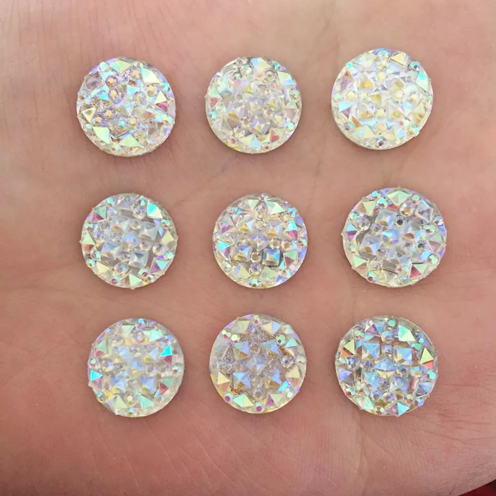 80PCS AB Resin shiny 12mm Round Flatback Rhinestone children scrapbook  DIY Ornaments Wedding applique SC36*2