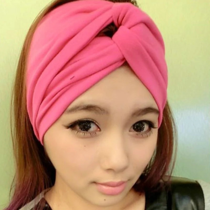 Korean Sweet Color Hair Band Elastic Twist Bow Cloth Bandana Turban Cute Women Girls Fascinator Fantastic Hair Accessories