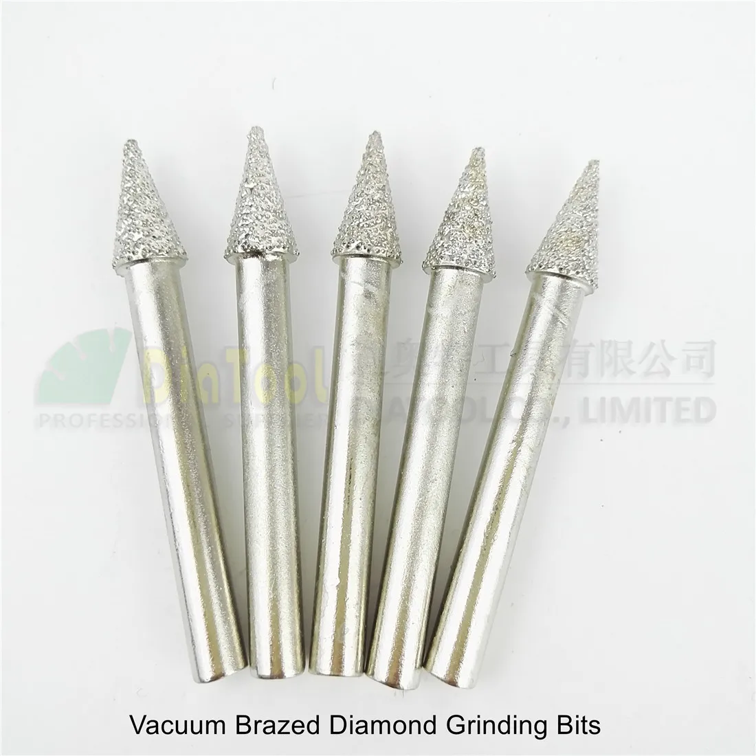 

DIATOOL 5pcs #20 Vacuum Brazed Diamond Mounted Points Shank 6mm Grinding Carving Bits Cone Type 8X15mm