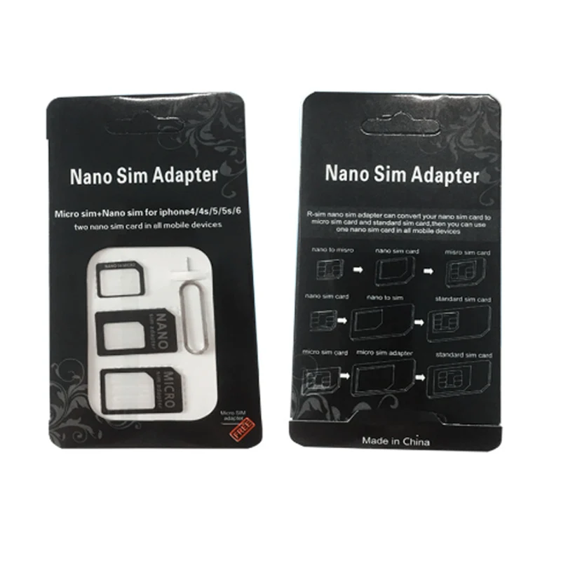 4 in1 SIM Card Adapter For iPhone 5 nano sim adapter set SIM Card Full sim card adapter for phone Droshipping