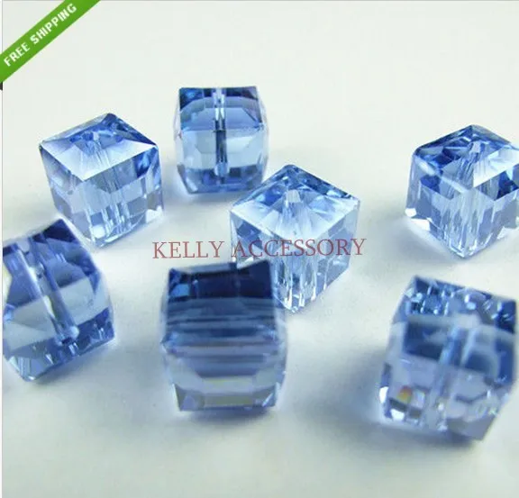 AAA Quality 10mm Cube Loose Spacer Crystal Glass Beads 360pcs/lot Light Blue Square Necklace Craft DIY Beads For Jewelry Making