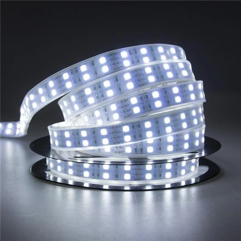 100m/lots Waterproof SMD 5050 RGB Double Row LED Strip Flexible Light DC12V 5M 600LEDs Silicone Tube For Swimming Pool