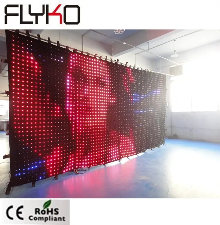 night club decoration p70mm 2.5mX5m dmx control wall mounted LED video curtain