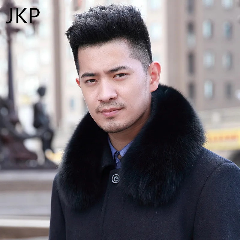 2020 winter new men's wild real big fox fur square collar collar real hair warm big fur collar