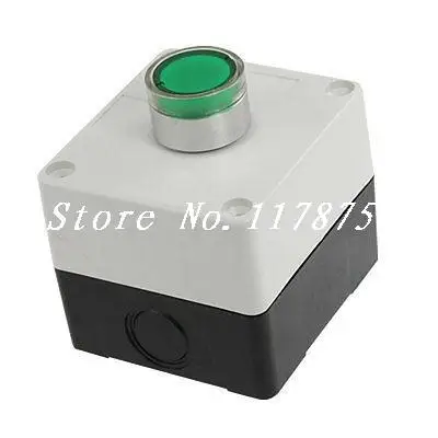 

Plastic Casing Green Round Cap Push Button Switch Control Box AC 240V 3A