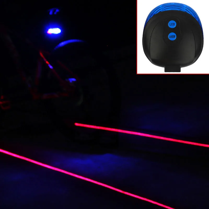 Impermeável Lâmpada Traseira para Bicicleta, Cauda Aviso, Luz Piscando, Laser de Segurança, Ciclismo, 7 Modos Flash, 5 LED, 2 Laser