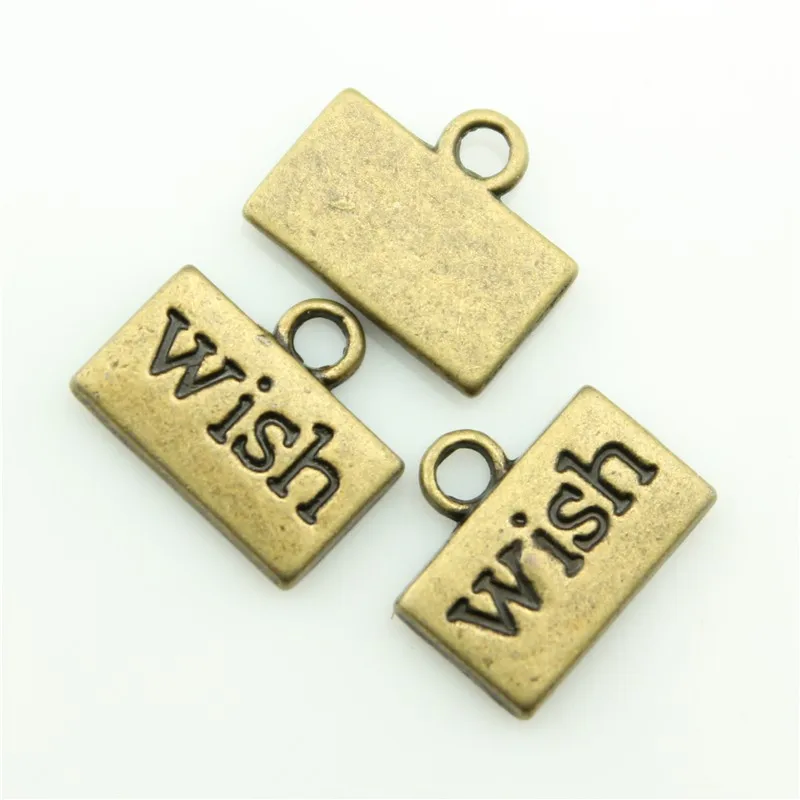 70pcs/lot 13*11mm ancient bronze Wish Plates charm Pendants DIY jewelry for bracelet necklace earring