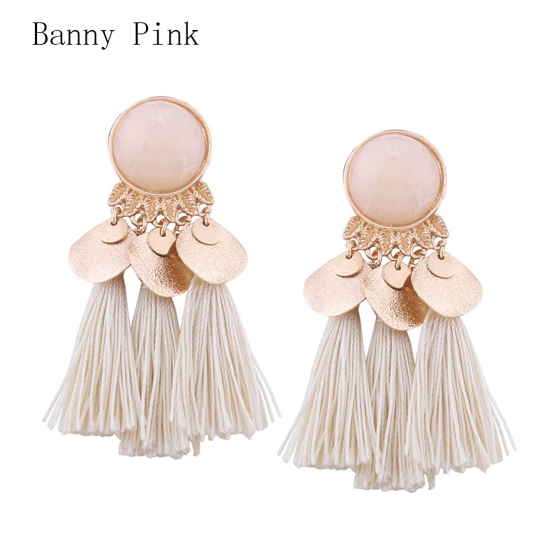 Bohemia Layer Tassel Studs Earrings For Women Ethnic Statement Pendant Post Earrings Fashion Jewelry Pendientes Chunky Earrings