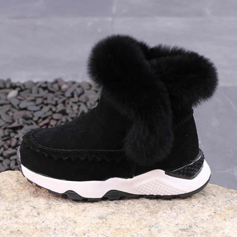 New Arrival Winter Baby Toddlers Shoes Children Boots Genuine Leather Snow Boots for Boys Girls Rabbit Fur Child\'s Shoes CSH519