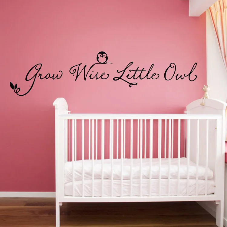 Pegatina de vinilo con frase grow wise para Bebé y Niño, decoración de dormitorio, con diseño de búho pequeño en ebay/Amazon, superventas