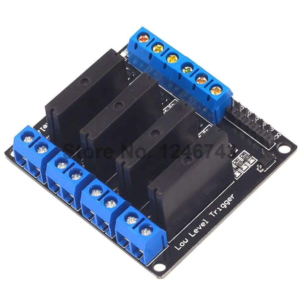 5V 12V 24V 3-24V 4 Channel Solid State Relay Module Low Level Trigger DC-AC/DC-DC 250V 2A Output with Resistive Fuse