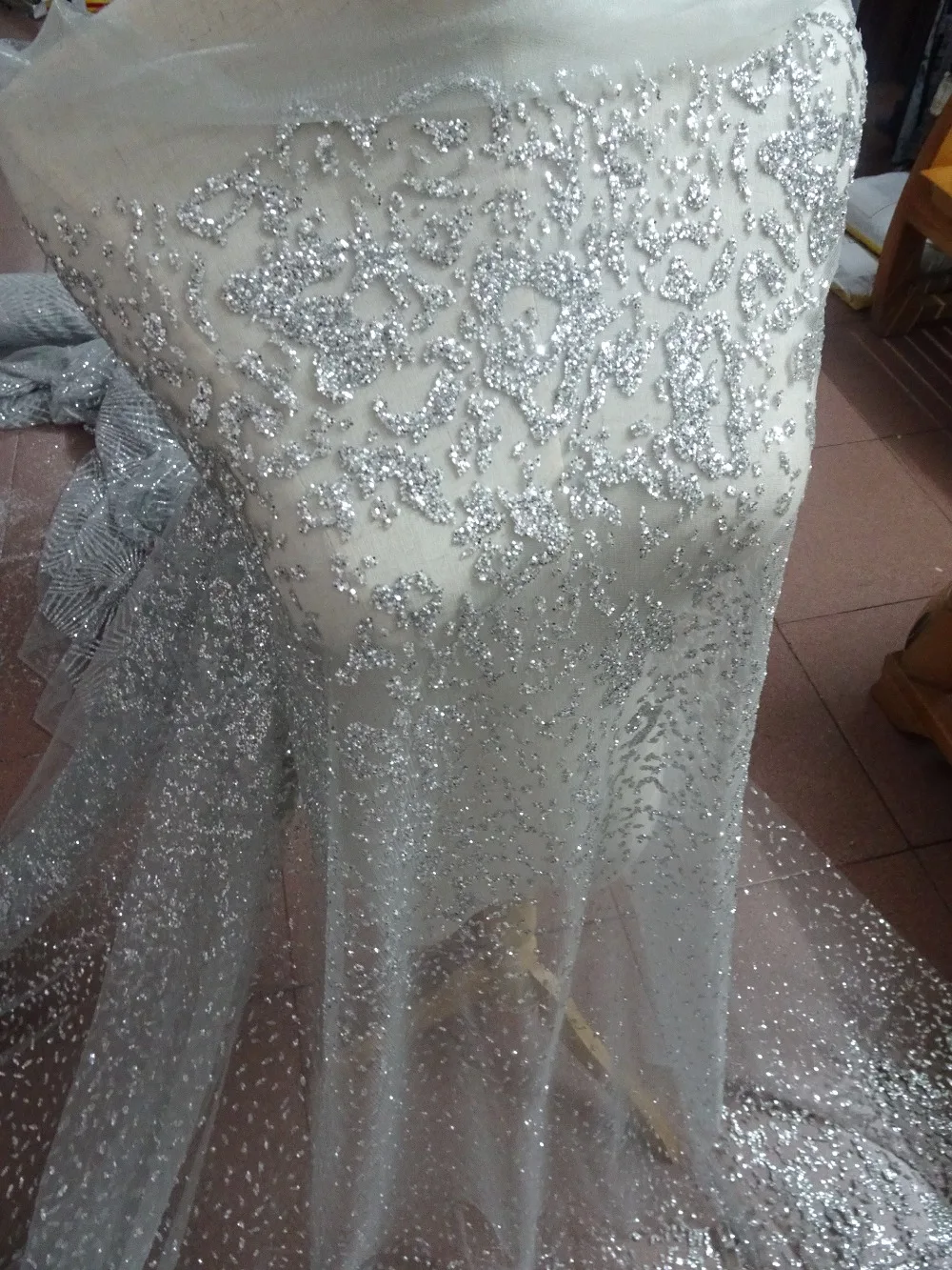 

african laces fabric SYJ-4152 glitter tulle fabric for evening dress
