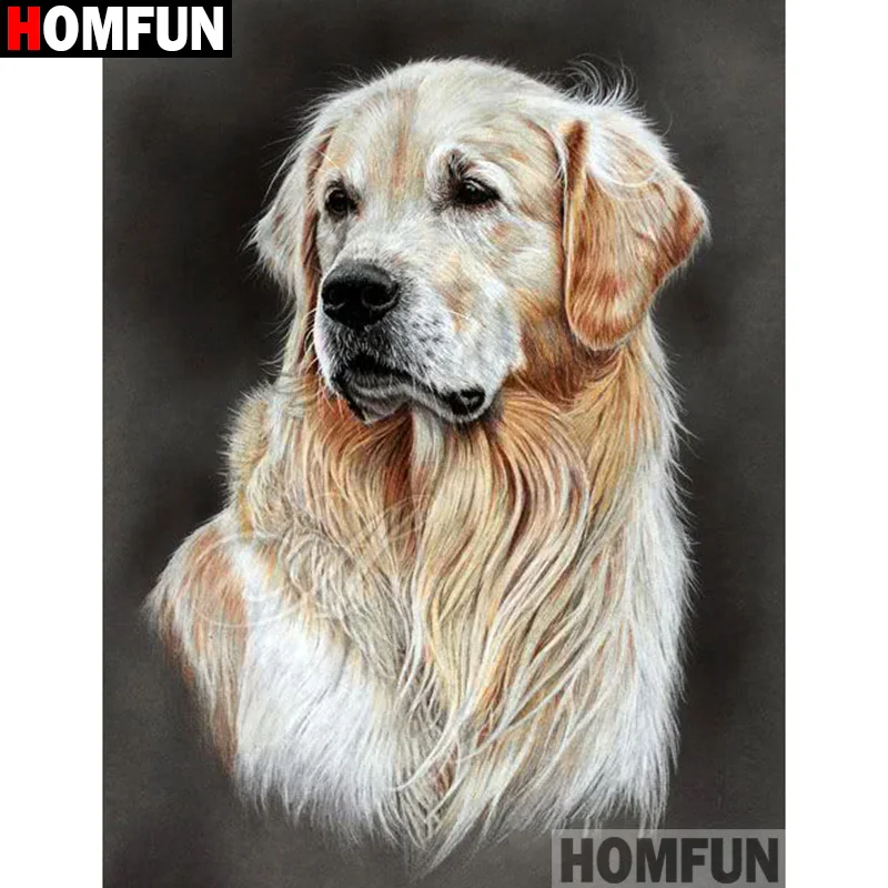 

HOMFUN Full Square/Round Drill 5D DIY Diamond Painting "Animal dog" Embroidery Cross Stitch 3D Home Decor Gift A17594