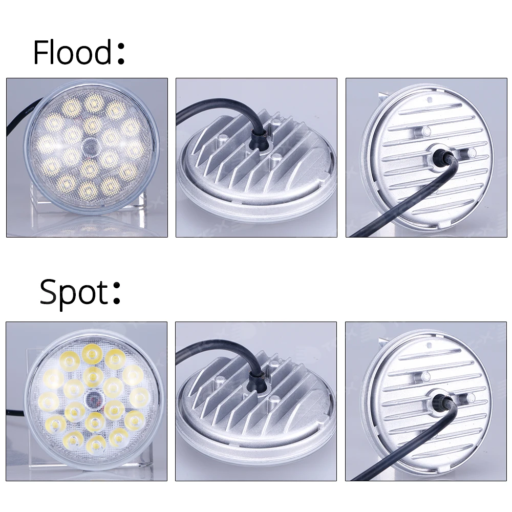 TC-X 1 Piece  4.5inch Par36 LED work Light Spot Flood Roundlights 12V 24V for Off Road Tractor Truck ATV Trailers Boat Wholesale