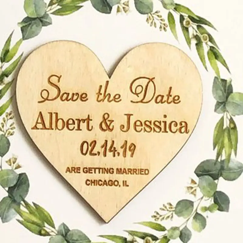 

50pcs Personalized custom personal wedding save the date cards wood carving crafts