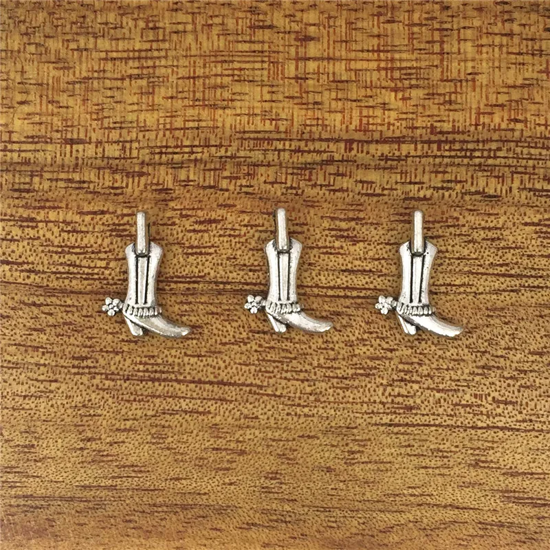 20pcs - Charm of Cowboy Boots, Antique Tibetan Silver Bracelet Necklace Accessories Small Pendant 11*16mm