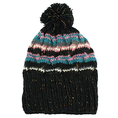 BomHCS Morehats Bohemian Stripe Crochet Knit Slouchy Pom Pom Handmade Beanie Winter Warm Hat