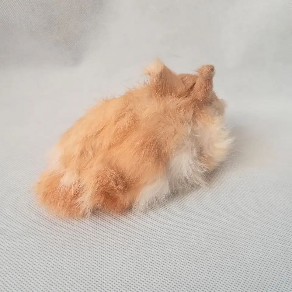 실생활 장난감 가짜 토끼 모델, 약 14x10cm, 폴리에틸렌 및 모피, 노란색 토끼 모델, 가정 장식 소품, 모델 선물, d0449