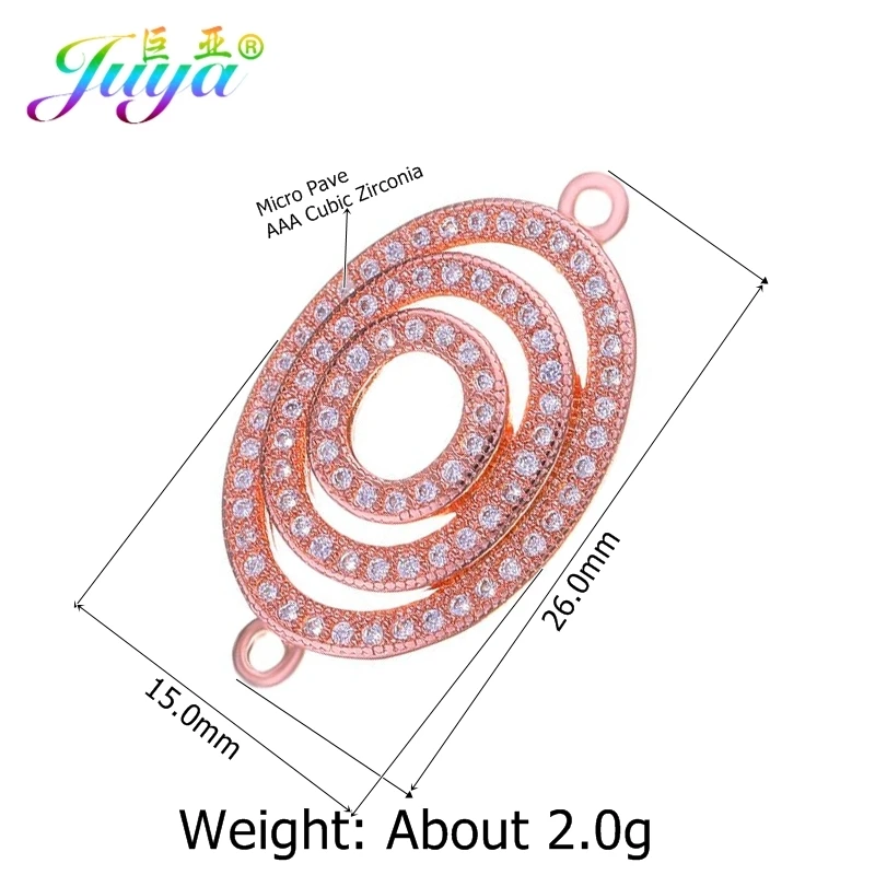 Juya DIY Handmade Jewelry Making Supplies Micro Pave Zircon Decorative Fashion Charms Connector Accessories Wholesale