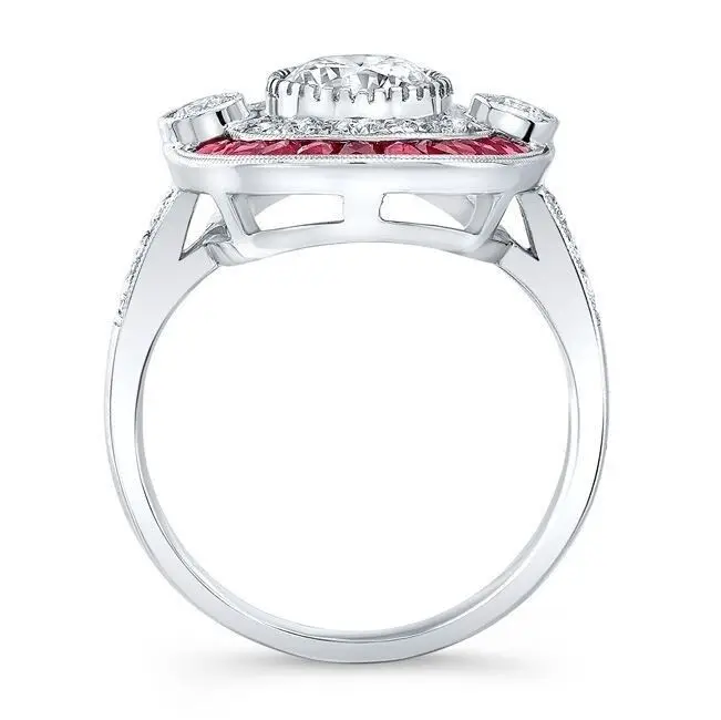 Big Round Cubic Zirconia Silver Color Ring Fashion Wedding Jewelry Female Engagement Ring For Women Crystal Party Jewelry