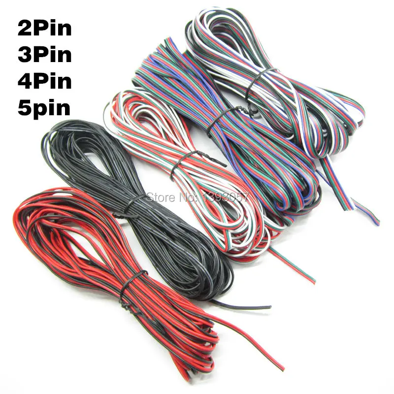

22awg провод из луженой меди, 2-контактный/3-контактный/4-контактный/5-контактный изолированный ПВХ Электрический Удлинительный провод для подключения освещения