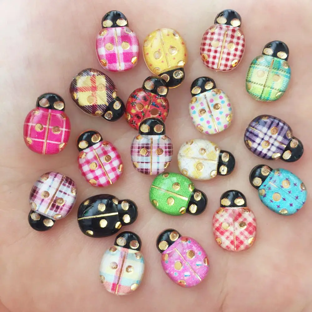 New 60pcs Mix Resin Cute Colorful Gold Beetle Flat Back Rhinestone Appliques DIY Wedding Scrapbook Craft F640*2