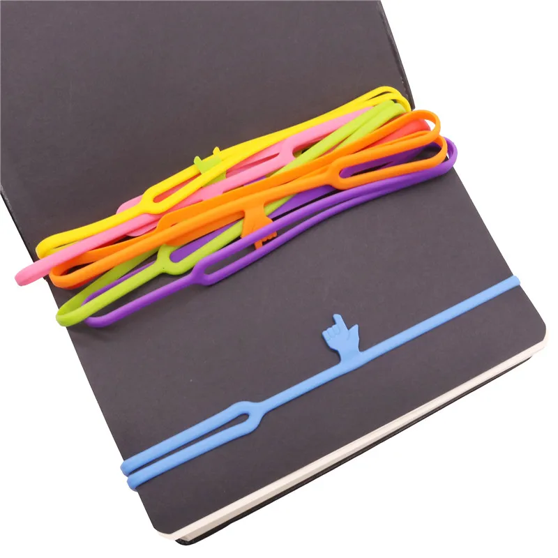 10 Pcs Flexible bookmark Learning Stationery Unique Creative Silicone Finger Pointing Bookmark Elasticity Book Mark