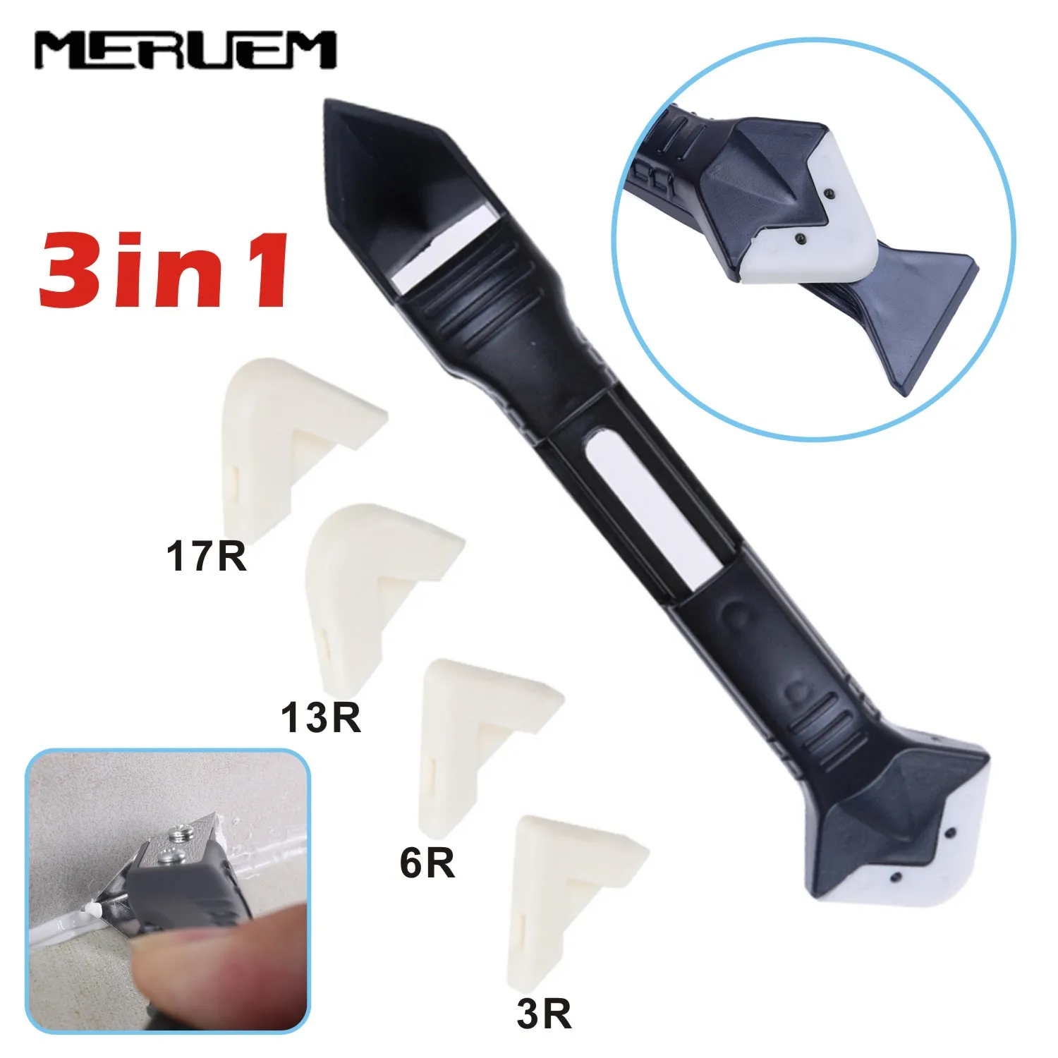 3 in 1 Window Squeegees Silicone Sealant Spreader Spatula Metal Glass Glue Scraper Cement Caulk Removal Tool Removal Hand Tools