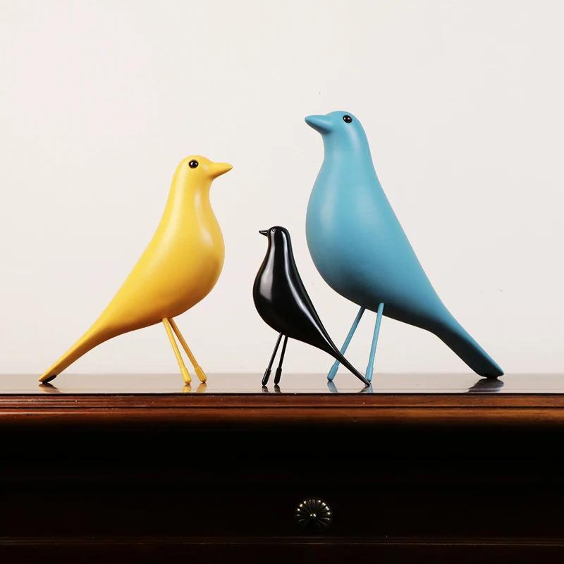 Creative Bird Figurines Crafts for Home Decoration, Black and White, Miniature Birdie, Fairy Garden Miniatures, Nordic