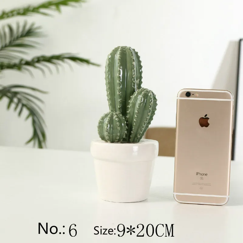 Nordic Home Furnishing jewelry ceramic Cactus glazed decoration simulation ceramic emulation Cactus Figurines crafts home decor