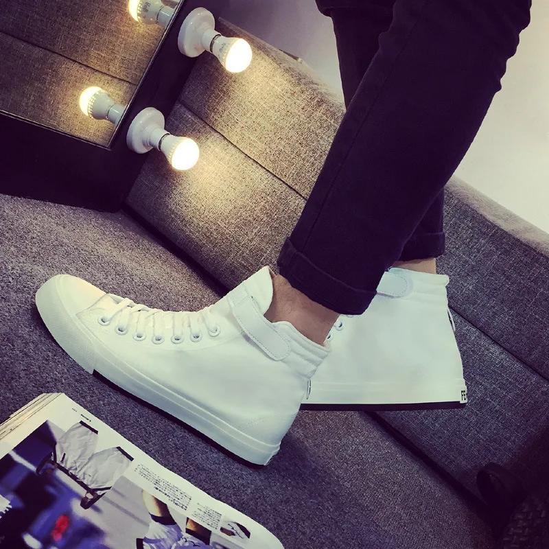 

Shoes Man Flat Canvas Shoes Couple British Male High Shoes Breathable Sneaker Skateboarding Sports Male