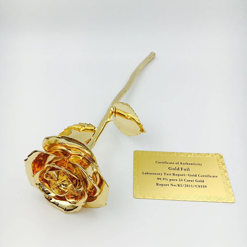 24k rose gold plated Real Rose Flower with acrylic display and gift box for wedding gifts