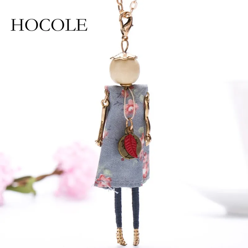 Fashion Lady Girl Doll Necklace Dress Handmade Frence Charm Women Necklace Choker Statement Pendant Flower Jewelry Accessories