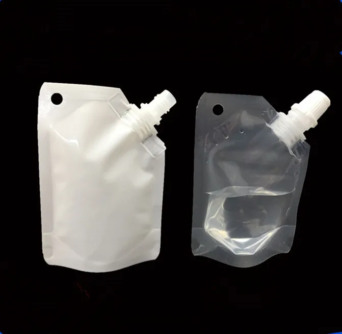 

50ml Stand Up Drinking Package Transparent Pout Bag White Doypack Spout Pouch Bags For Beverage Milk 200pcs/lot Free shipping