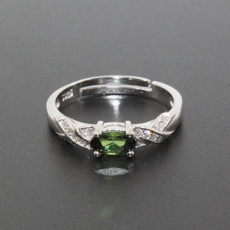 Hotsale 925 silver ring with green tourmaline 3 mm * 6 mm natural tourmaline ring solid 925 silver tourmaline jewelry