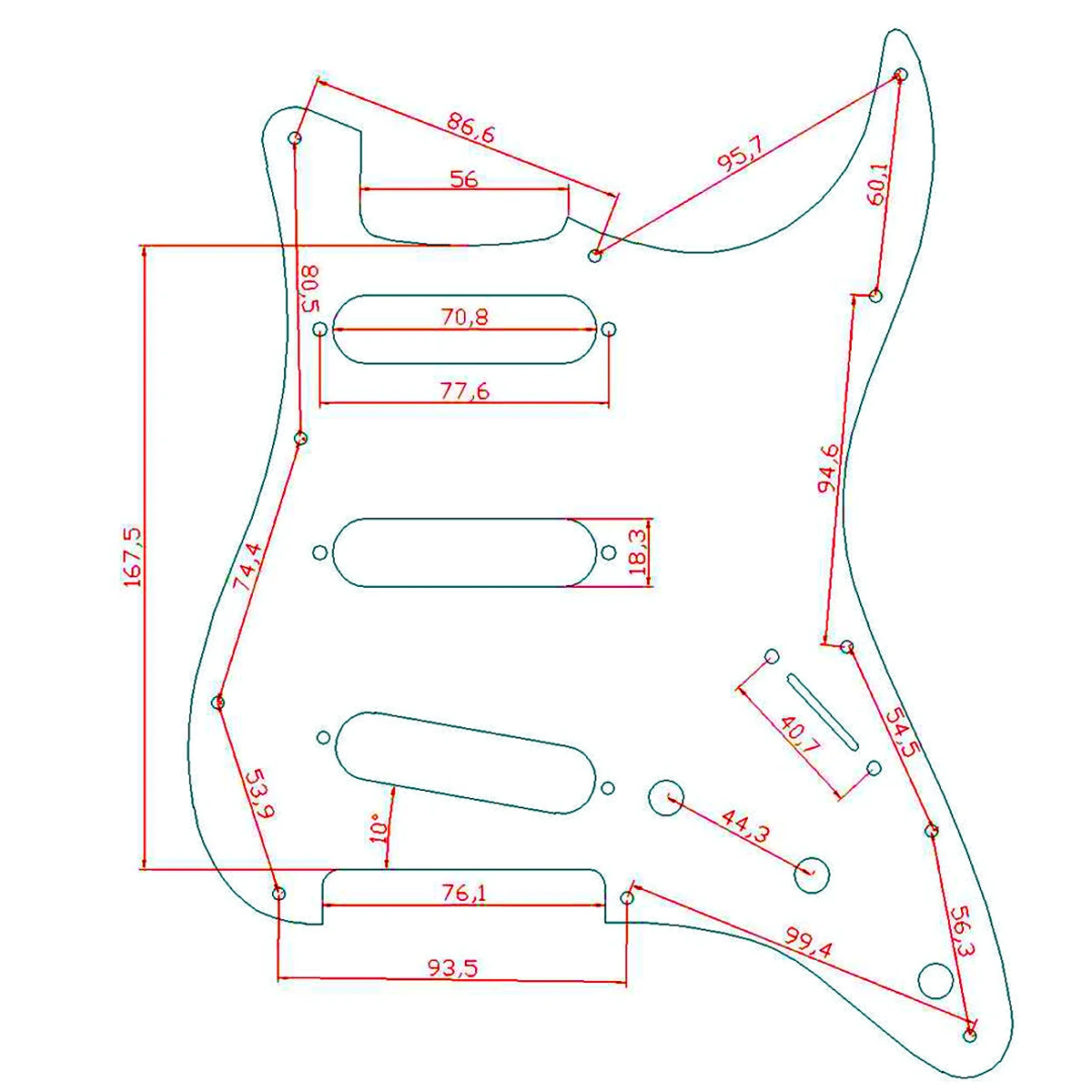 Dopro 11 Hole Vintage 62 ST SSS Single Coil Pickups Guitar Pickguard Scratch Plate for Strat with Screws for Fender American ST