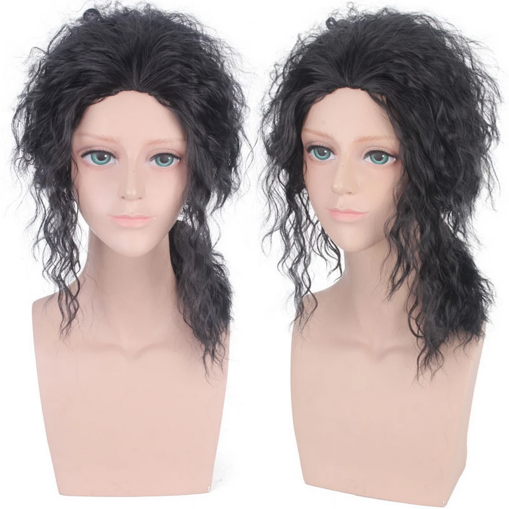 Michael Jackson MJ Medium Long Afro Curly Cosplay Wig Costume Synthetic Hair Halloween Party Black Wigs For Men Women